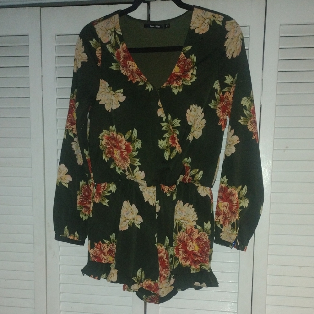 Doe & Rae Green Floral Jumpsuit